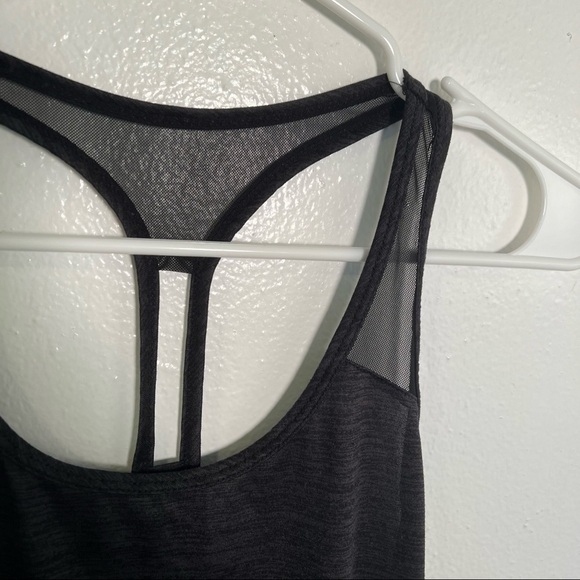 Layer 8 Racerback Tank Top Heathered Black Mesh - Picture 6 of 10
